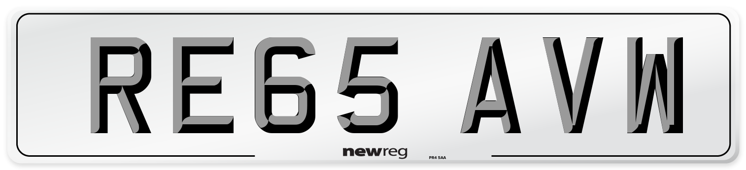 RE65 AVW Number Plate from New Reg